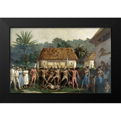 Indian Dancers Black Modern Wood Framed Art Print by Friedrich, Johann
