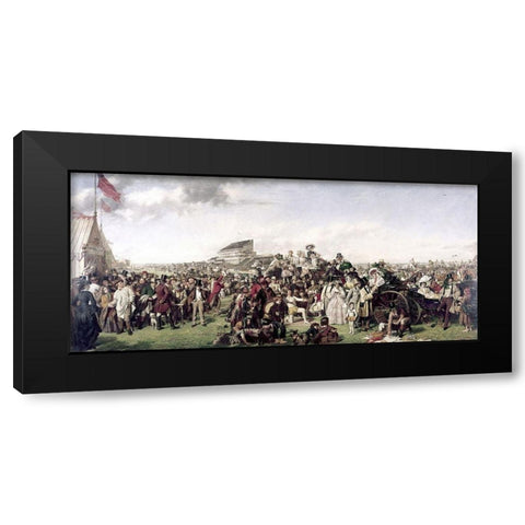 Derby Day Black Modern Wood Framed Art Print with Double Matting by Frith, William Powell