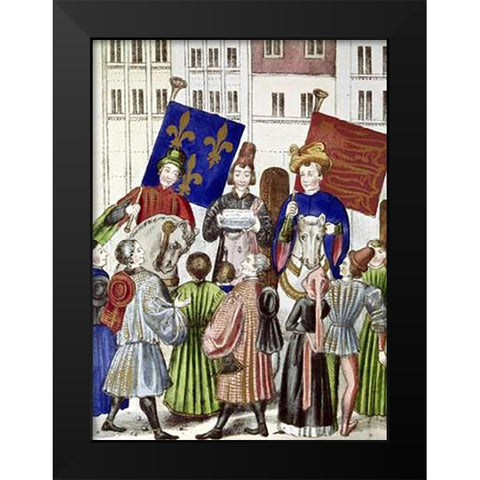 Proclamation of Truce Renewal: France and England Black Modern Wood Framed Art Print by Froissart, Jean