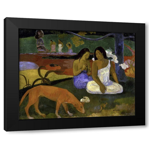 Arearea - Joyousness Black Modern Wood Framed Art Print by Gauguin, Paul