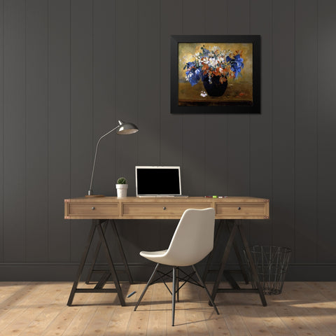 Flower Piece Black Modern Wood Framed Art Print by Gauguin, Paul
