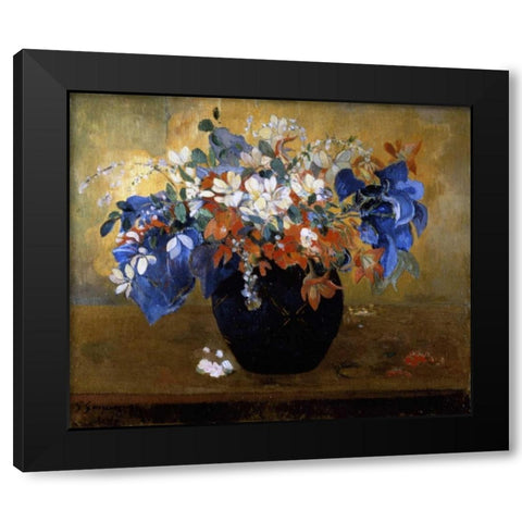 Flower Piece Black Modern Wood Framed Art Print by Gauguin, Paul