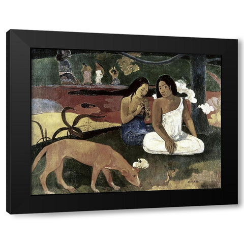 Joyousness Black Modern Wood Framed Art Print with Double Matting by Gauguin, Paul