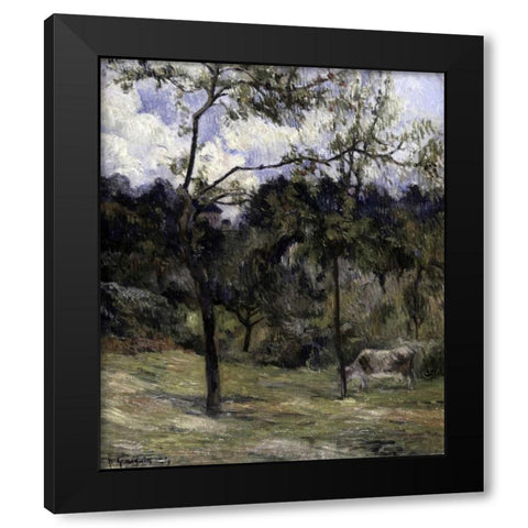 Landscape of Normandy Black Modern Wood Framed Art Print with Double Matting by Gauguin, Paul