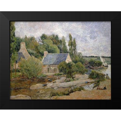Les Lavendiers a Pont Aven Black Modern Wood Framed Art Print by Gauguin, Paul