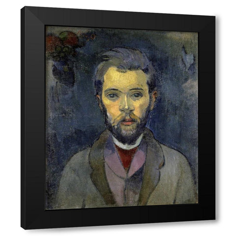 Portrait of the Artist, - Portrait de lArtiste - ii Black Modern Wood Framed Art Print with Double Matting by Gauguin, Paul