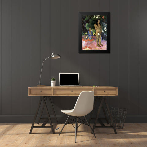 Talk About the Evil Spirit Black Modern Wood Framed Art Print by Gauguin, Paul