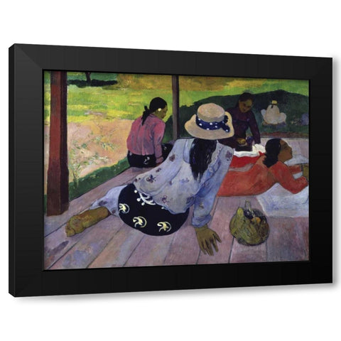 The Nap - La Siesta Black Modern Wood Framed Art Print with Double Matting by Gauguin, Paul