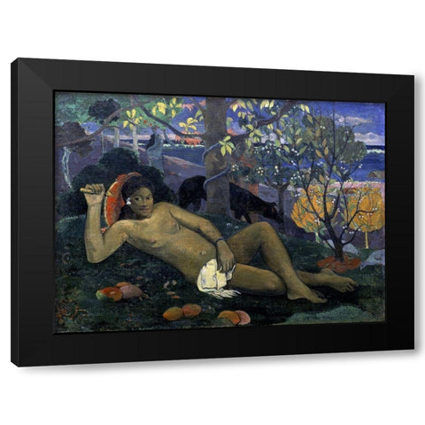 The Wife of the King Black Modern Wood Framed Art Print with Double Matting by Gauguin, Paul
