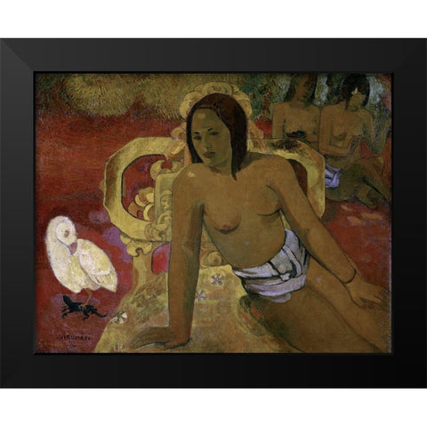 Vairumati Black Modern Wood Framed Art Print by Gauguin, Paul