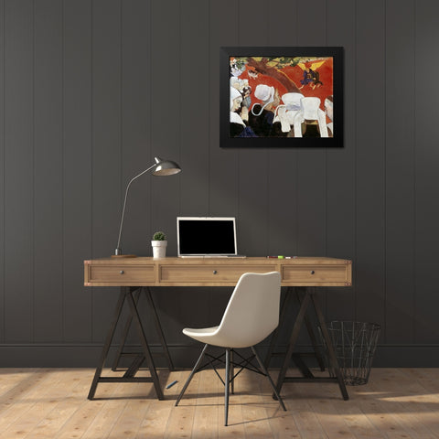 Vision After the Sermon Black Modern Wood Framed Art Print by Gauguin, Paul