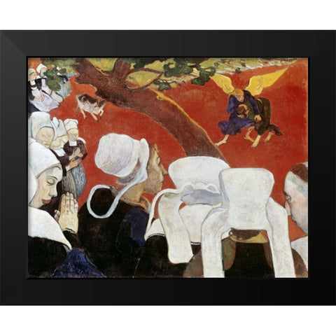Vision After the Sermon Black Modern Wood Framed Art Print by Gauguin, Paul
