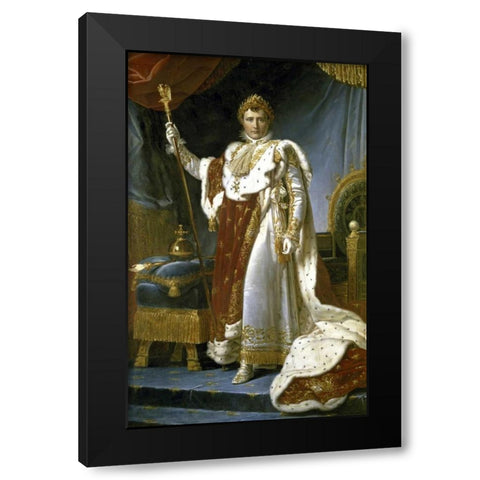 Napoleon in Royal Costume - Napoleon en Costume de Sacre Black Modern Wood Framed Art Print with Double Matting by Gerard, Francois Pascal Simon