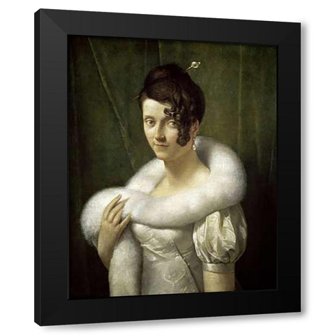 Portrait of a Young Lady (Portrait de Jeune Femme) Black Modern Wood Framed Art Print by Simon, Francois Pascal