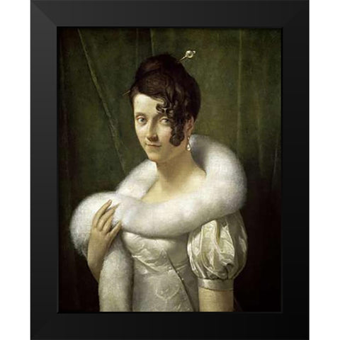 Portrait of a Young Lady (Portrait de Jeune Femme) Black Modern Wood Framed Art Print by Simon, Francois Pascal