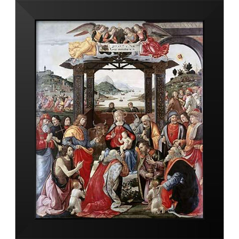 Adoration of The Magi Black Modern Wood Framed Art Print by Ghirlandaio, Domenico