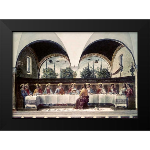 Last Supper Black Modern Wood Framed Art Print by Ghirlandaio, Domenico