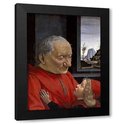 Portrait of An Old Man and His Grandson Black Modern Wood Framed Art Print with Double Matting by Ghirlandaio, Domenico