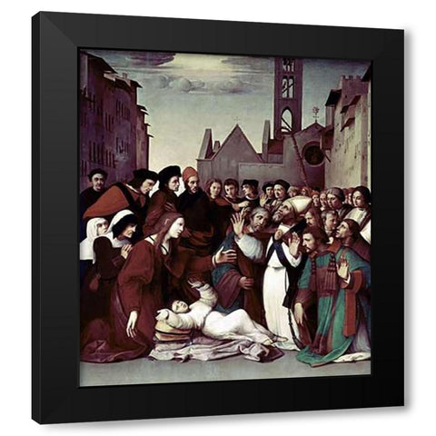 Saint Zenobio Black Modern Wood Framed Art Print with Double Matting by Ghirlandaio, Domenico
