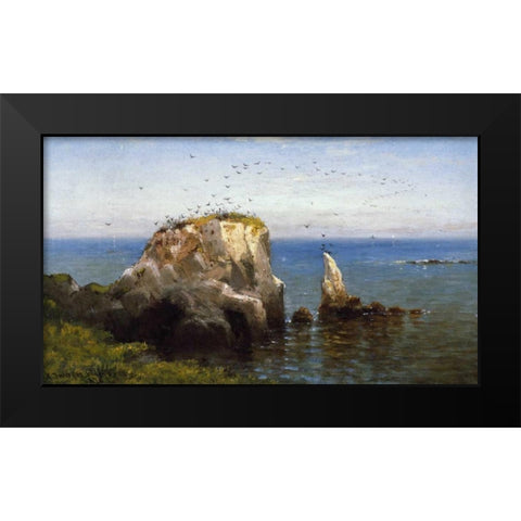 Rocks On The Sonoma Coast, California Black Modern Wood Framed Art Print by Gifford, Robert Swain