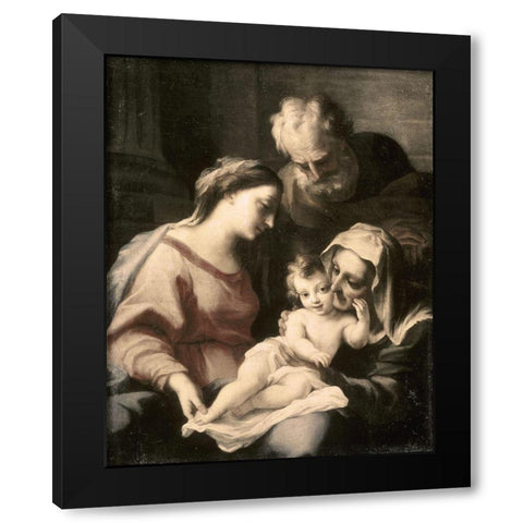 Holy Family Black Modern Wood Framed Art Print by Giordano, Luca