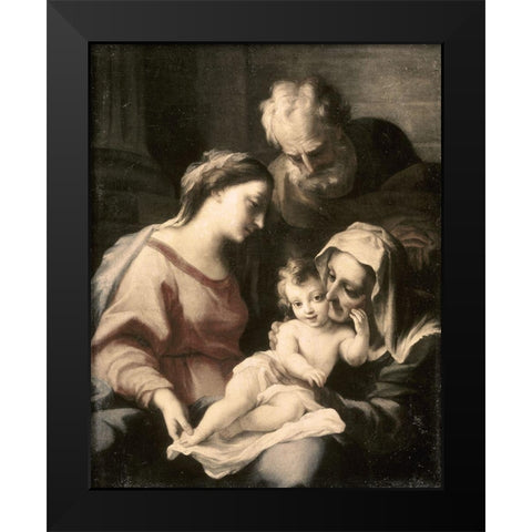 Holy Family Black Modern Wood Framed Art Print by Giordano, Luca