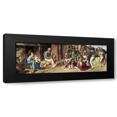 Adoration of The Magi Black Modern Wood Framed Art Print by Giorgione, Giorgio