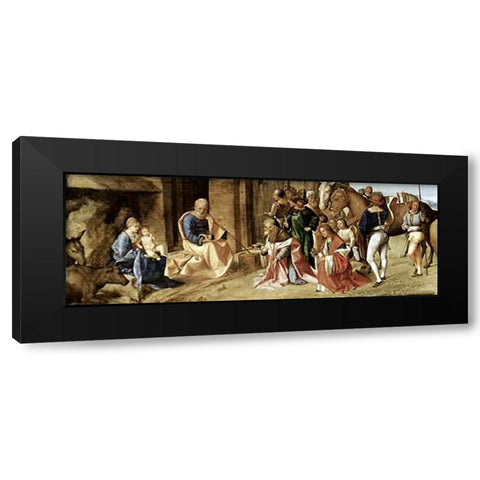 Adoration of The Magi Black Modern Wood Framed Art Print with Double Matting by Giorgione, Giorgio