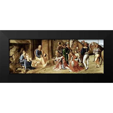 Adoration of The Magi Black Modern Wood Framed Art Print by Giorgione, Giorgio
