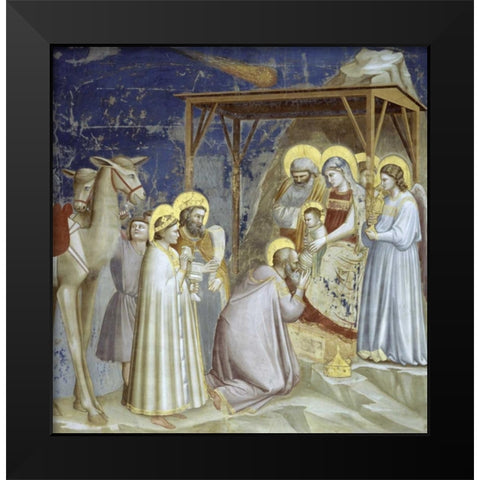 Adoration of The Magi Black Modern Wood Framed Art Print by Giotto