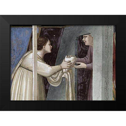 Birth of The Virgin - Detail Black Modern Wood Framed Art Print by Giotto