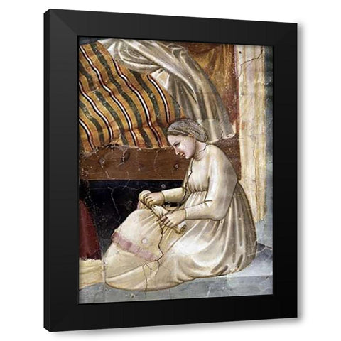 Birth of The Virgin - Detail Black Modern Wood Framed Art Print with Double Matting by Giotto