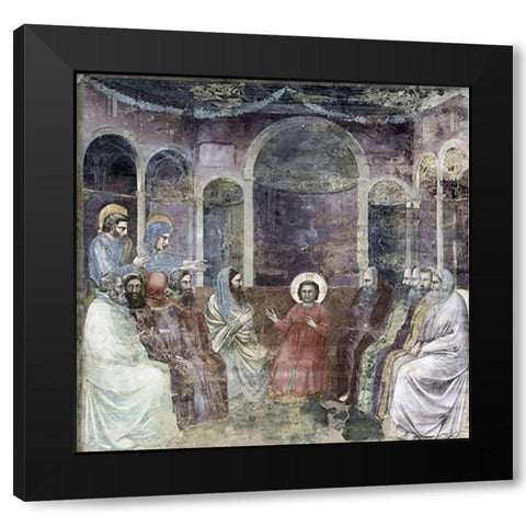 Jesus Among The Doctors Black Modern Wood Framed Art Print with Double Matting by Giotto