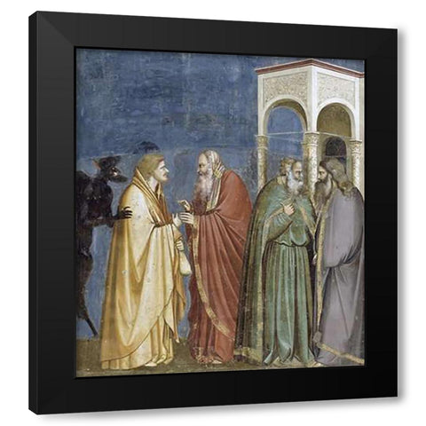 Treachery of Judas Black Modern Wood Framed Art Print with Double Matting by Giotto