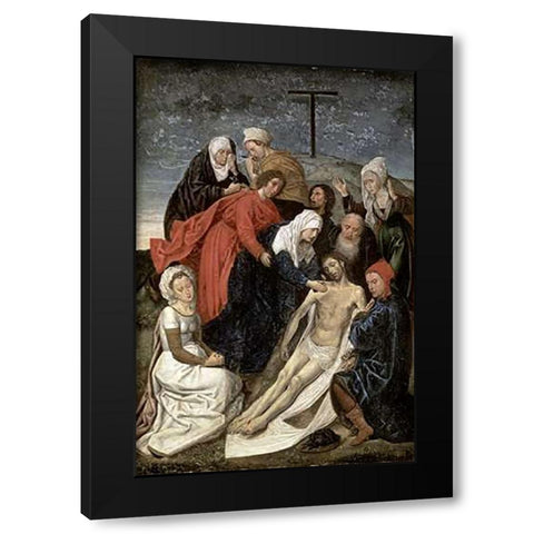 Lamentation Black Modern Wood Framed Art Print with Double Matting by Van Der Goes, Hugo