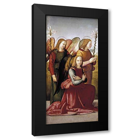 Angels of The Annunciation Black Modern Wood Framed Art Print by Granacci, Francesco