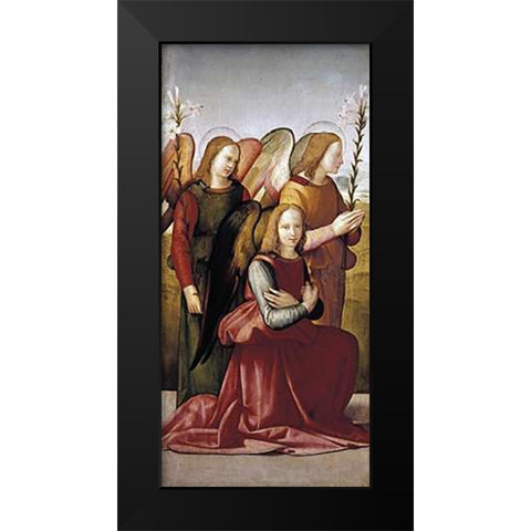 Angels of The Annunciation Black Modern Wood Framed Art Print by Granacci, Francesco