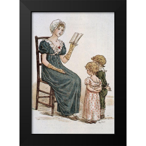 July Kate Greenaways Almanac For 1895 Black Modern Wood Framed Art Print by Greenaway, Kate