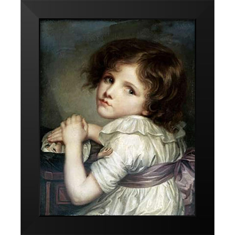 Child With a Doll Black Modern Wood Framed Art Print by Greuze, Jean Baptiste