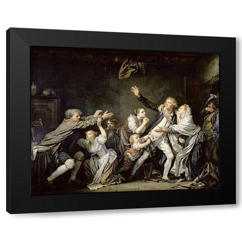 Paternal Curse Or Ungrateful Son Black Modern Wood Framed Art Print by Greuze, Jean Baptiste