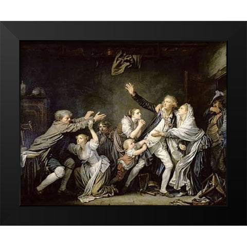 Paternal Curse Or Ungrateful Son Black Modern Wood Framed Art Print by Greuze, Jean Baptiste