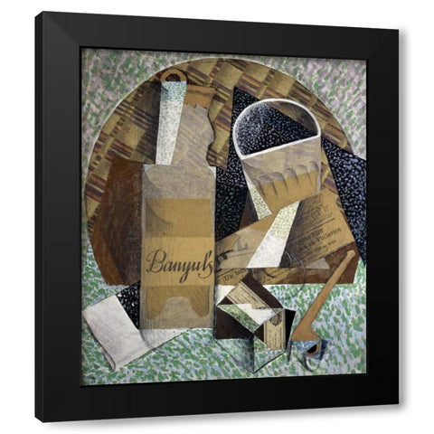 Bottle of Banyuls Black Modern Wood Framed Art Print with Double Matting by Gris, Juan