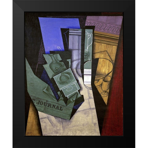 Breakfast Black Modern Wood Framed Art Print by Gris, Juan