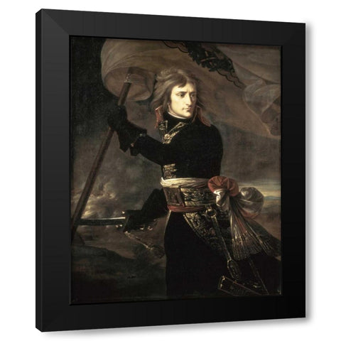 Napoleon On The Bridge at Arcole Black Modern Wood Framed Art Print by Gros, Antoine-Jean