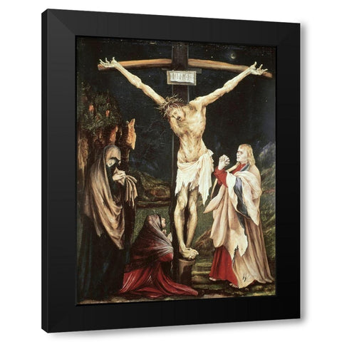 Small Crucifix Black Modern Wood Framed Art Print by Grunewald, Mathias