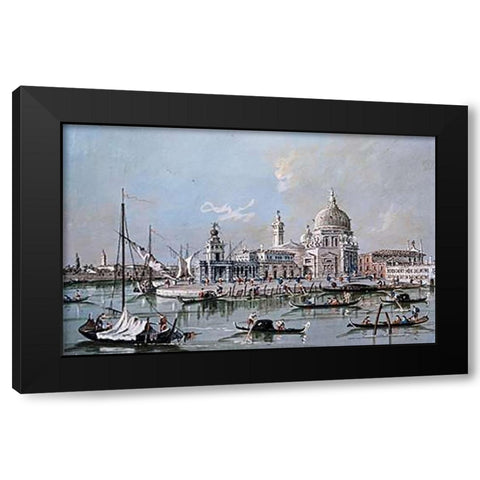 View of The Church of Santa Maria Della Salute Black Modern Wood Framed Art Print with Double Matting by Guardi, Giacomo