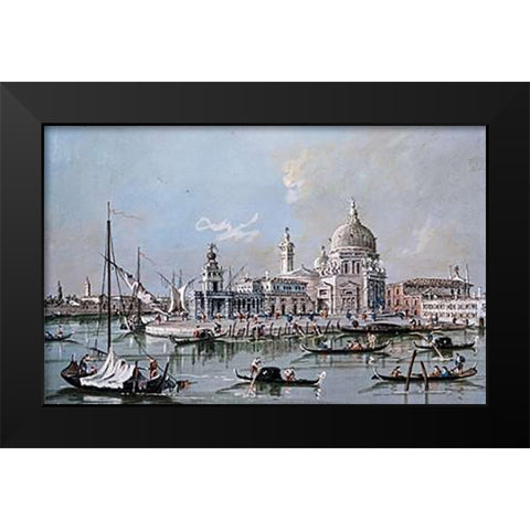 View of The Church of Santa Maria Della Salute Black Modern Wood Framed Art Print by Guardi, Giacomo