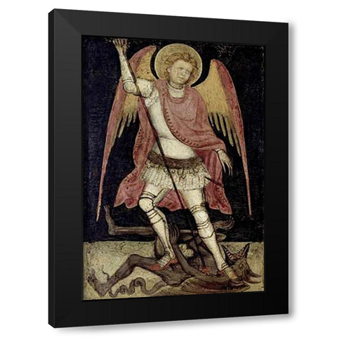 Archangel Michael Black Modern Wood Framed Art Print with Double Matting by Guariento