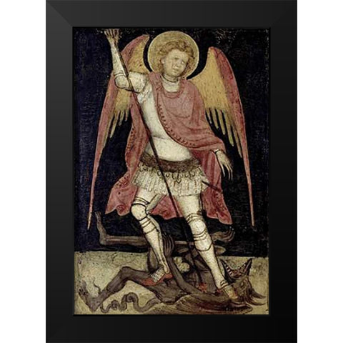 Archangel Michael Black Modern Wood Framed Art Print by Guariento