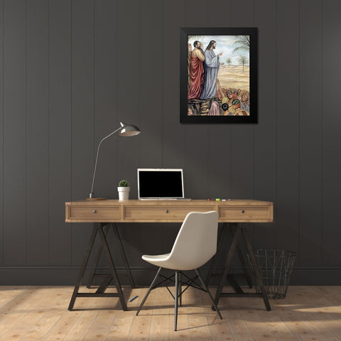 Sermon On The Mount Black Modern Wood Framed Art Print by Guercino, Giovanni